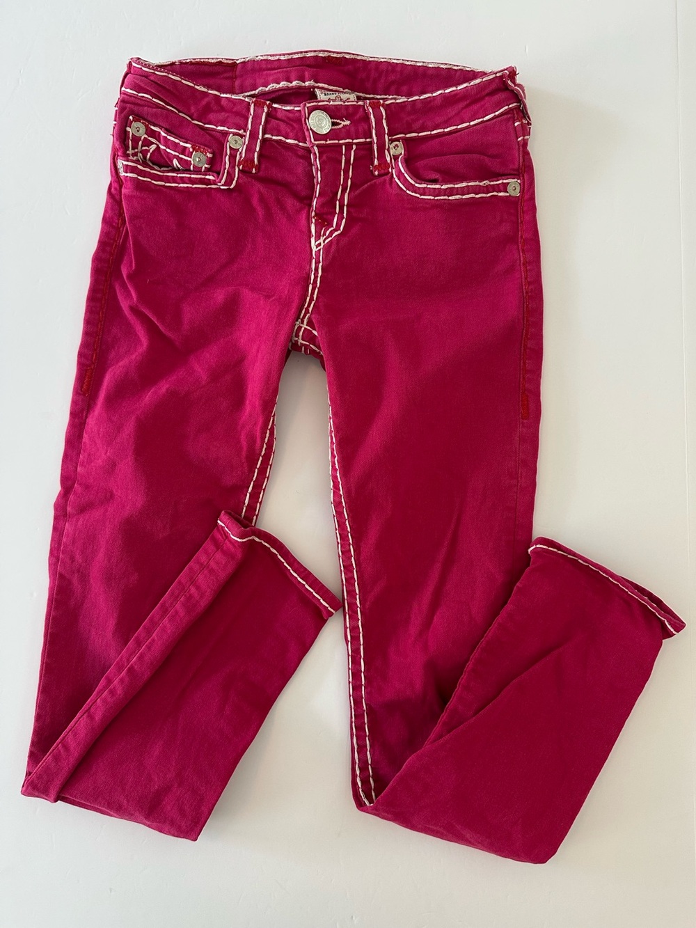 True Religion Girls Stella Skinny Jeans Size 14 Low Rise Vibrant Magenta